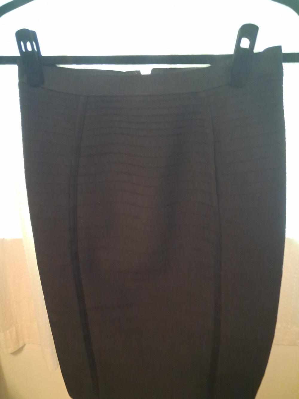 Amazon Black Ribbed Pencil Skirt with Vertical Seams